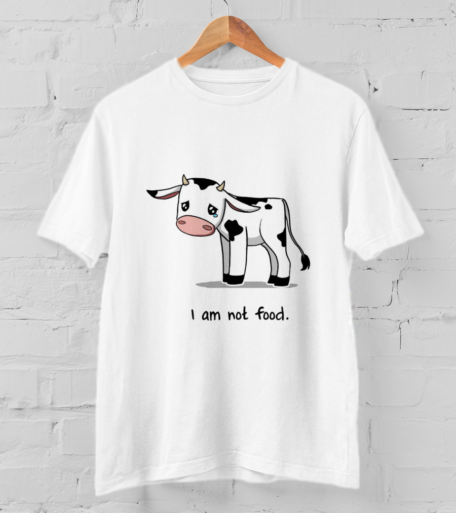 Cute Cartoon Cow I Am Not Food Funny T-Shirt