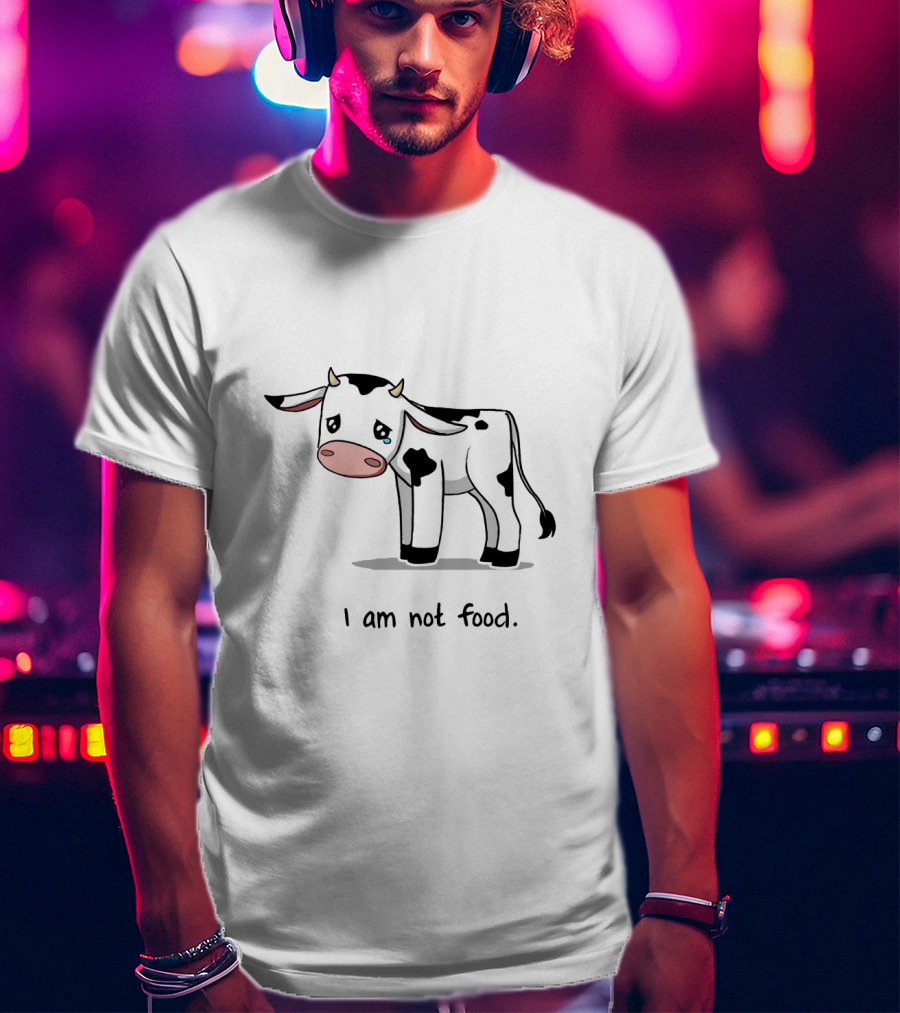Cute Cartoon Cow I Am Not Food Funny T-Shirt