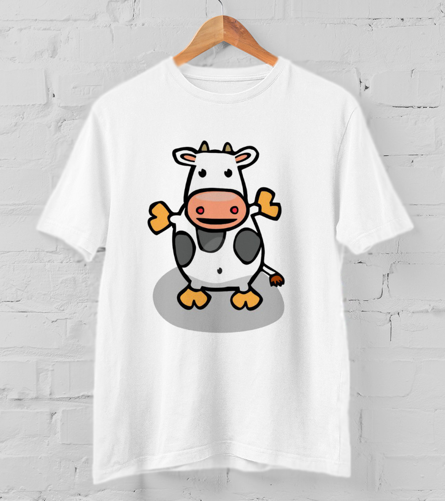 Spotty Cartoon Cow Adorable Playful Character T-Shirt