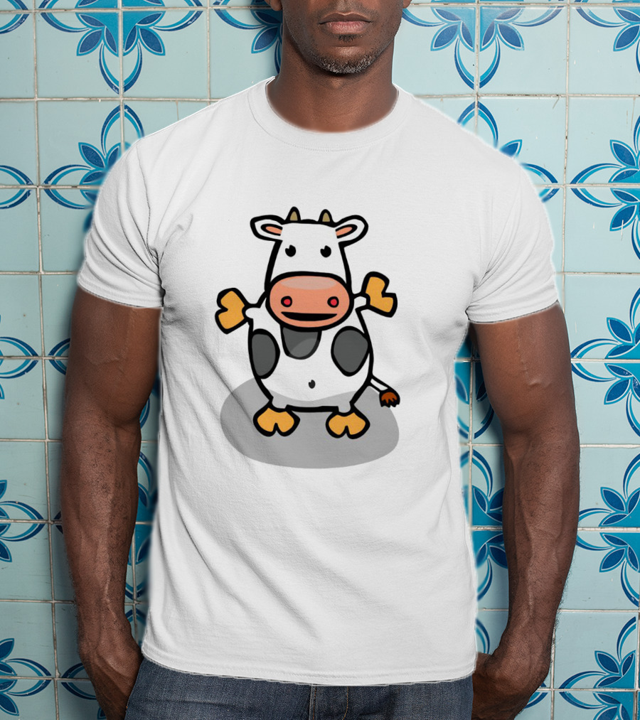 Spotty Cartoon Cow Adorable Playful Character T-Shirt