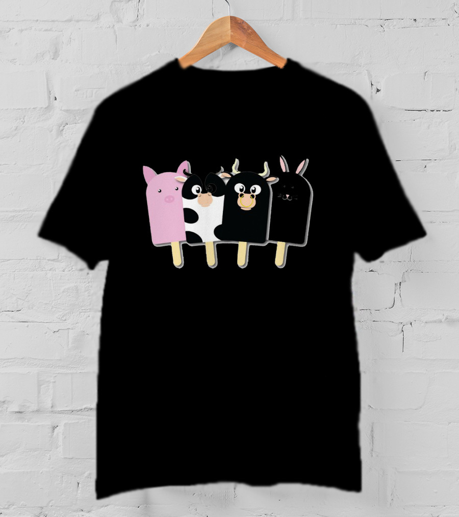 Animal Farm Popsicle Pig Cow Bull Bunny Quartet T-Shirt