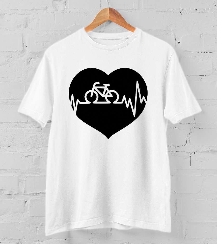 Bicycle Heartbeat Pulse Inside Heart T-Shirt