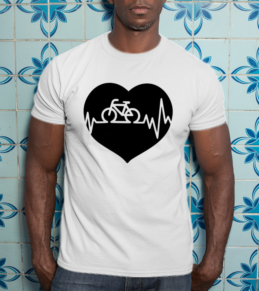 Bicycle Heartbeat Pulse Inside Heart T-Shirt