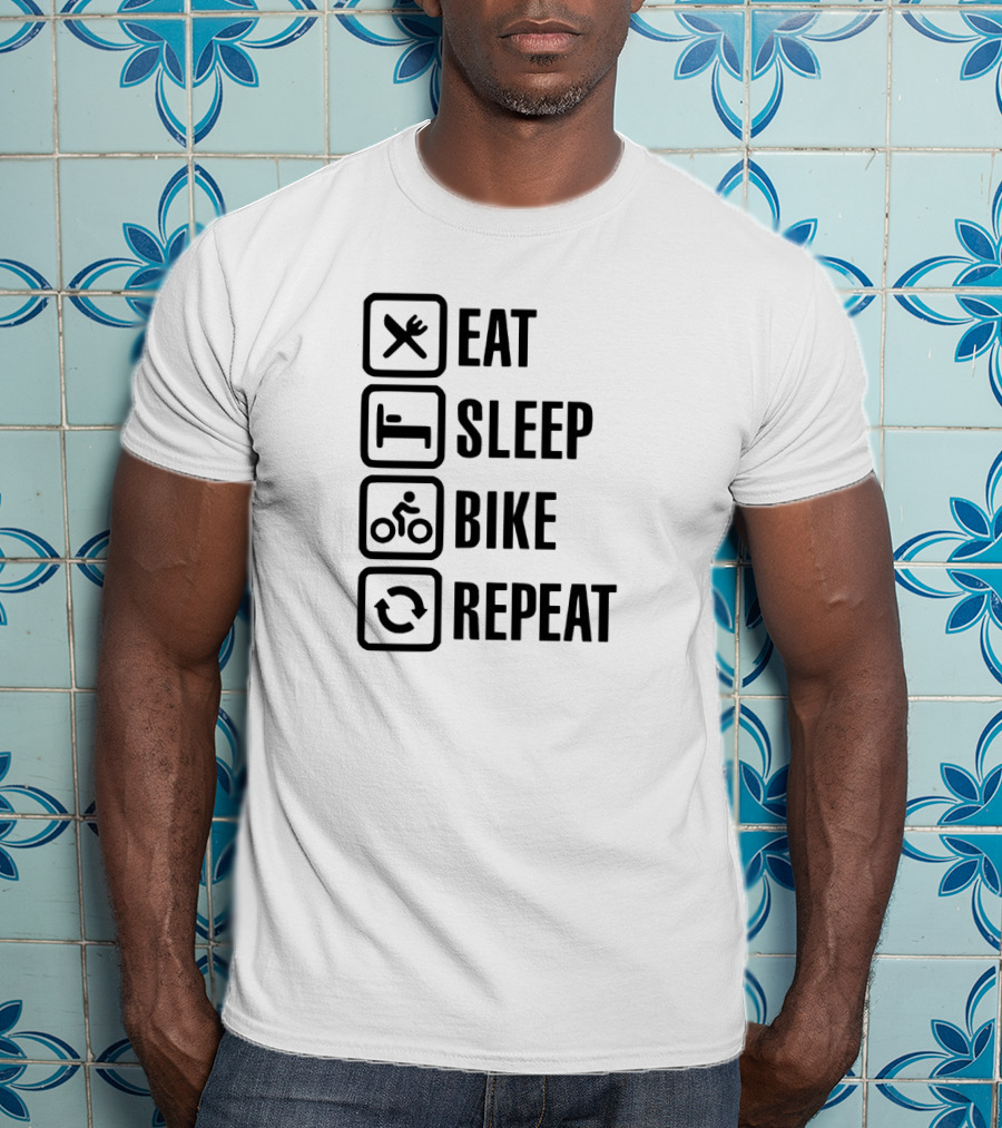Eat Sleep Bike Repeat Cycling Lifestyle Icons T-Shirt