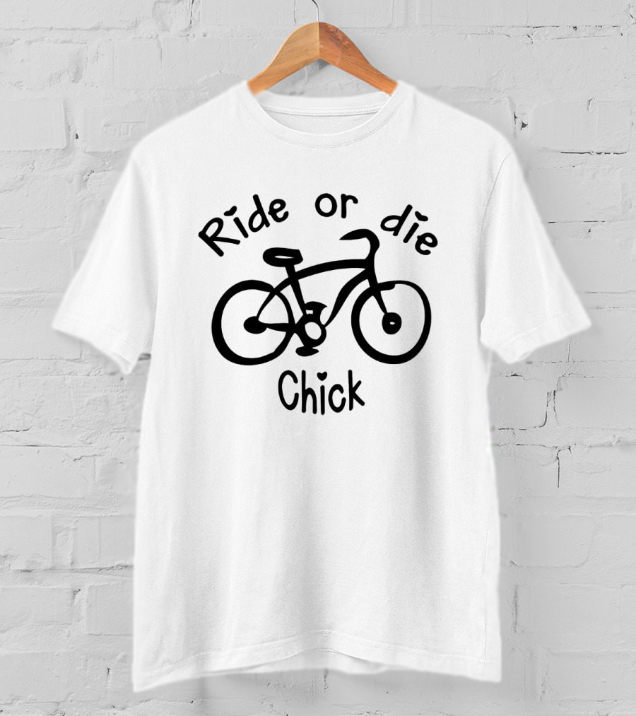 Ride Or Die Chick Bicycle Graphic With Heart Detail T-Shirt