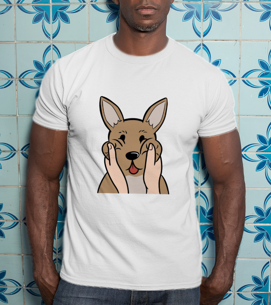 Chihuahua Chubby Cheeks Cute Face Squeezing Happy Expression T-Shirt