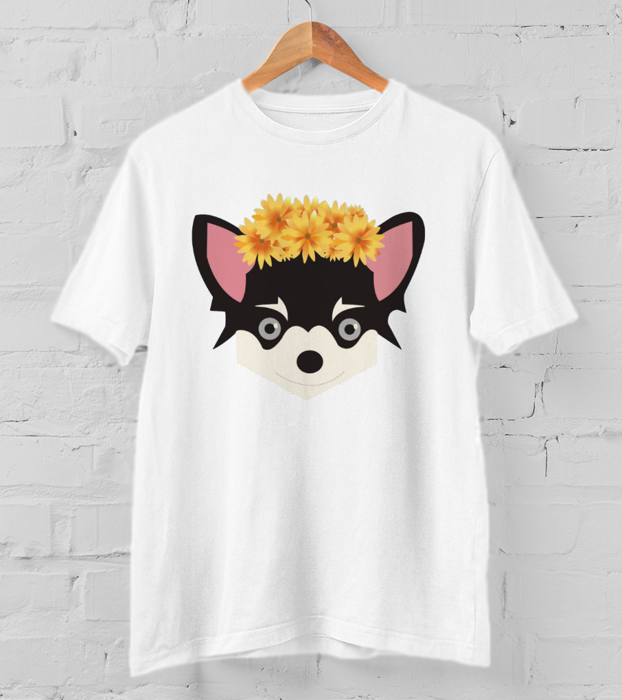 Chihuahua With Crown Of Yellow Flowers T-Shirt