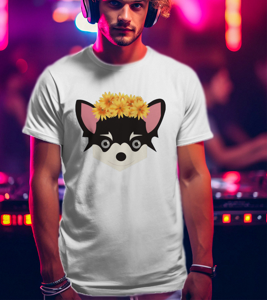 Chihuahua With Crown Of Yellow Flowers T-Shirt