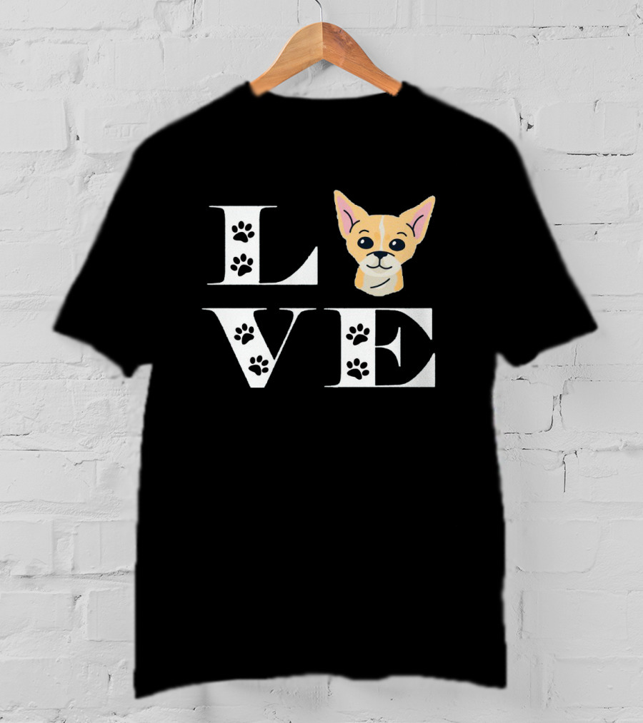 LOVE Chihuahua Dog And Paw Prints T-Shirt