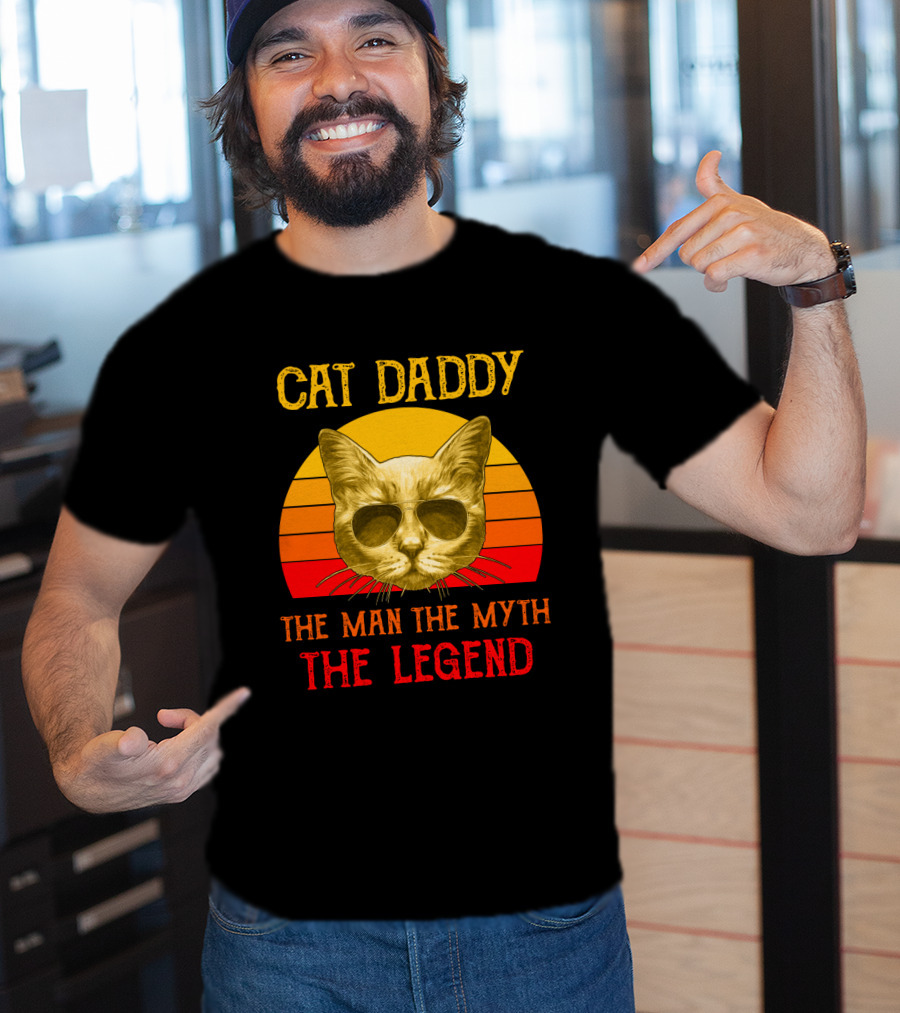 Cat Daddy The Man The Myth The Legend Retro Sunglasses Cat T-Shirt