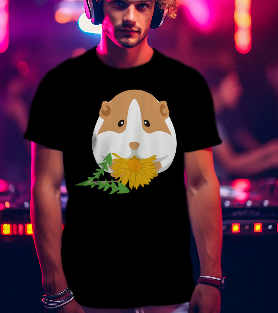 Guinea Pig With Dandelion And Green Leaves T-Shirt