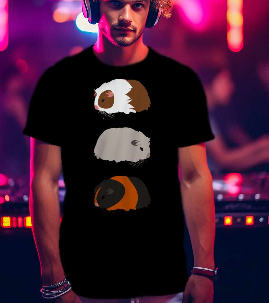 Guinea Pigs Trio Brown White Gray Colorful T-Shirt