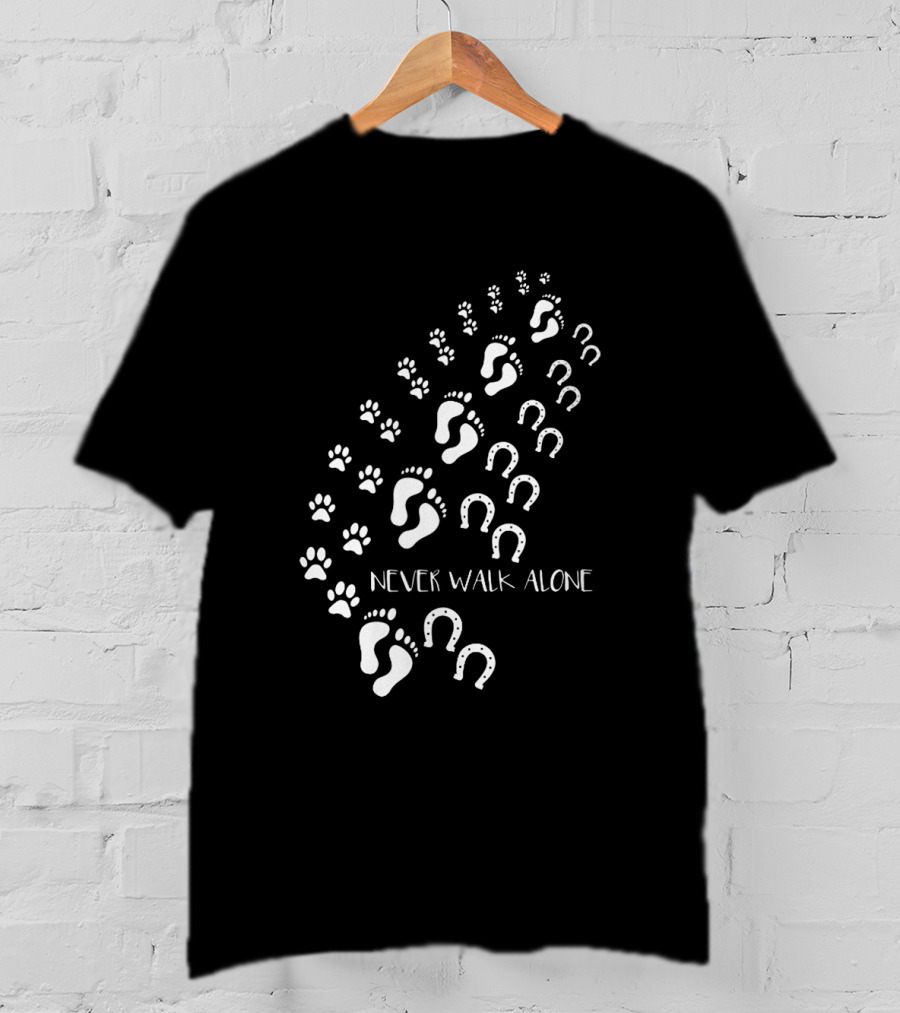 Never Walk Alone Footprint Pawprint Horseshoe T-Shirt