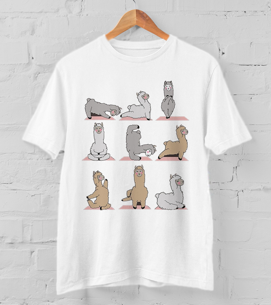 Yoga Poses With Adorable Llamas T-Shirt