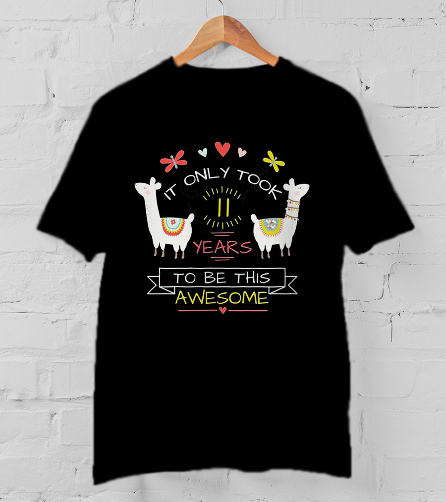 Llama Squad It Only Took 11 Years To Be This Awesome Hearts And Butterflies T-Shirt