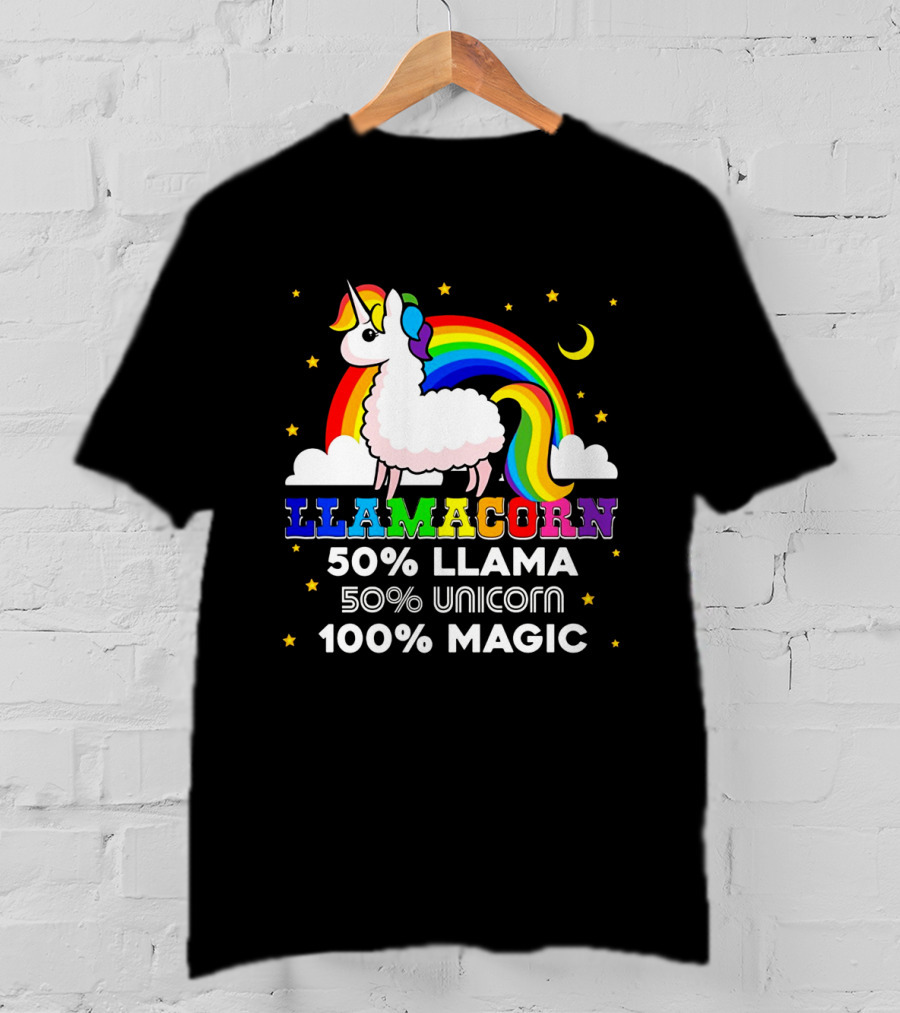 Llamacorn Rainbow Magic 50% Llama 50% Unicorn 100% Magic T-Shirt