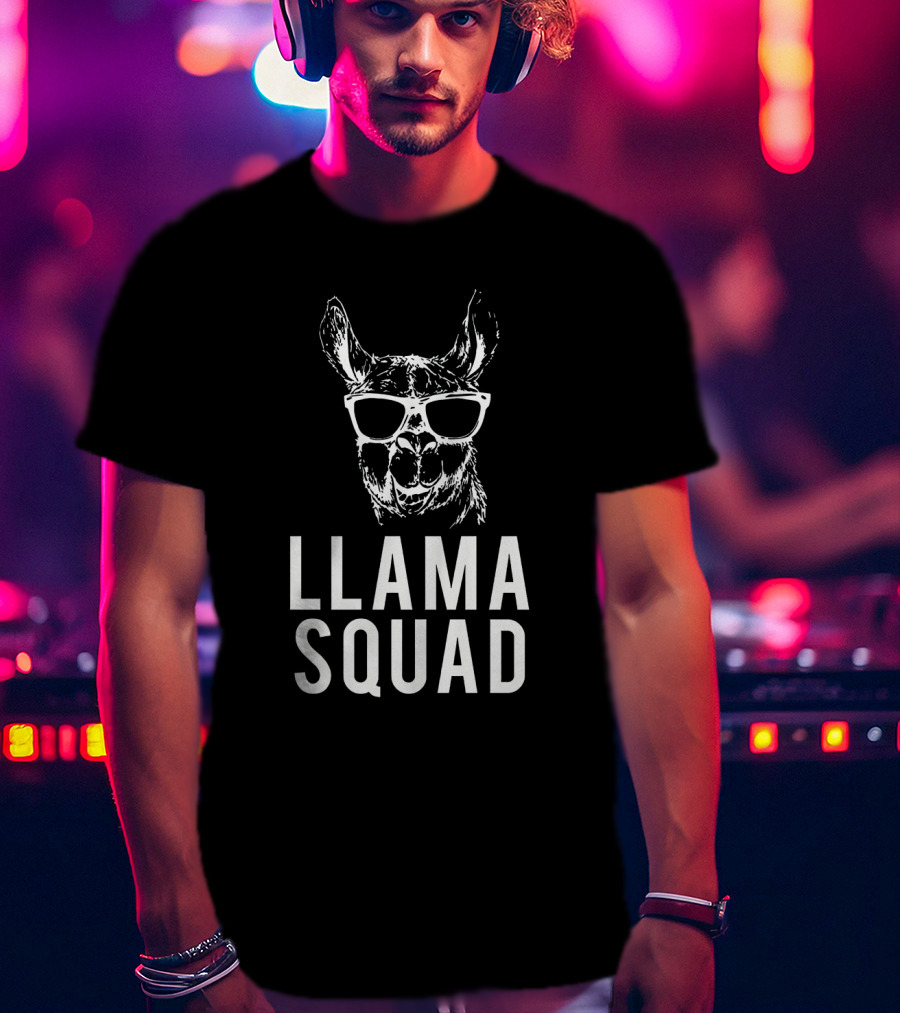 Llama Squad Sunglasses Cool Llama Club T-Shirt