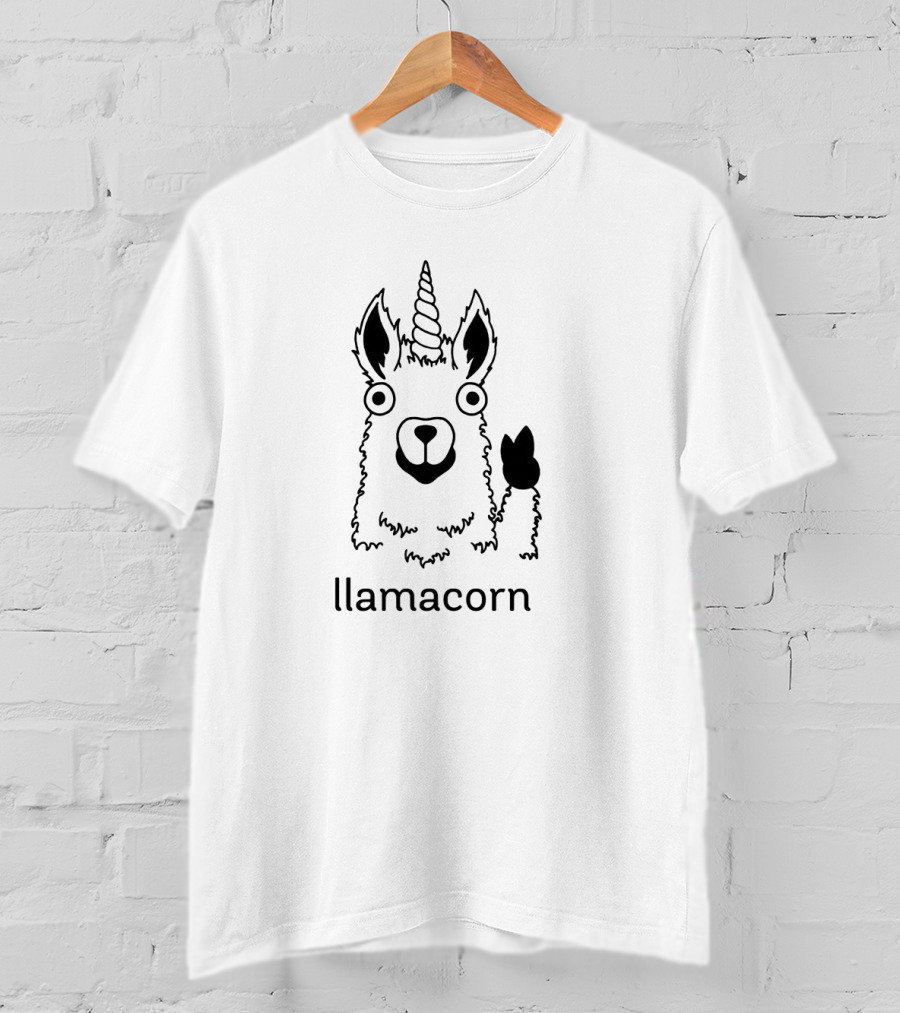 Llamacorn Llama Unicorn Illustration With Magical Horn And Playful Expression T-Shirt