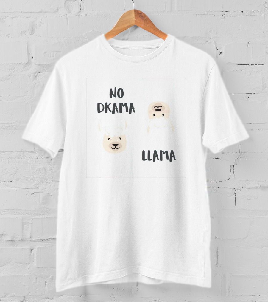 No Drama Llama Cute Cartoon Alpaca Faces T-Shirt