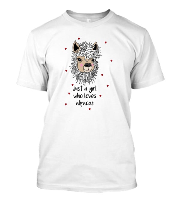 Just A Girl Who Loves Alpacas Surrounded By Hearts T-Shirt