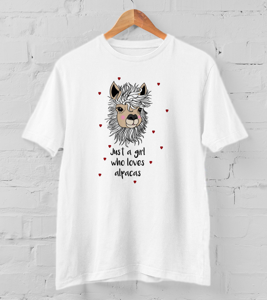 Just A Girl Who Loves Alpacas Surrounded By Hearts T-Shirt