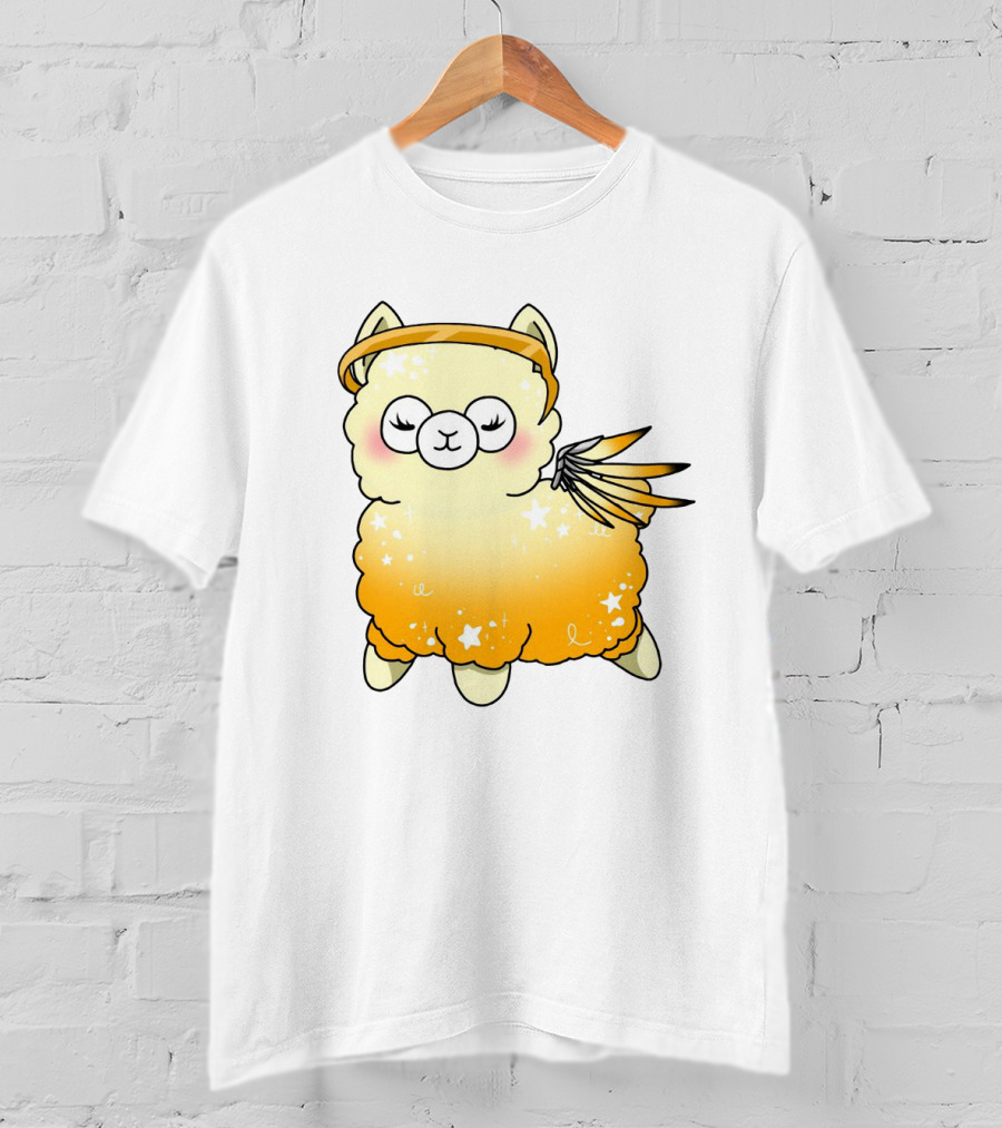 Alpaca Mercy Angelic Winged Halo Fantasy Character T-Shirt