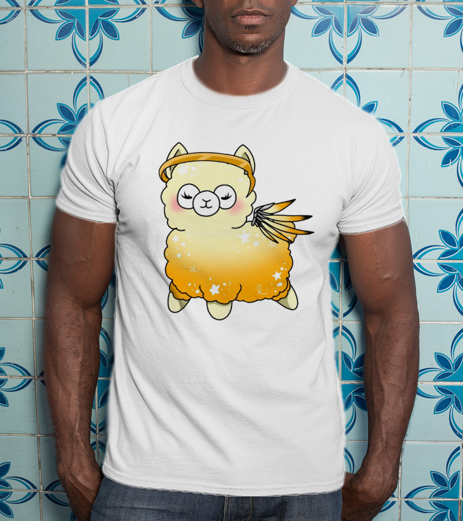 Alpaca Mercy Angelic Winged Halo Fantasy Character T-Shirt