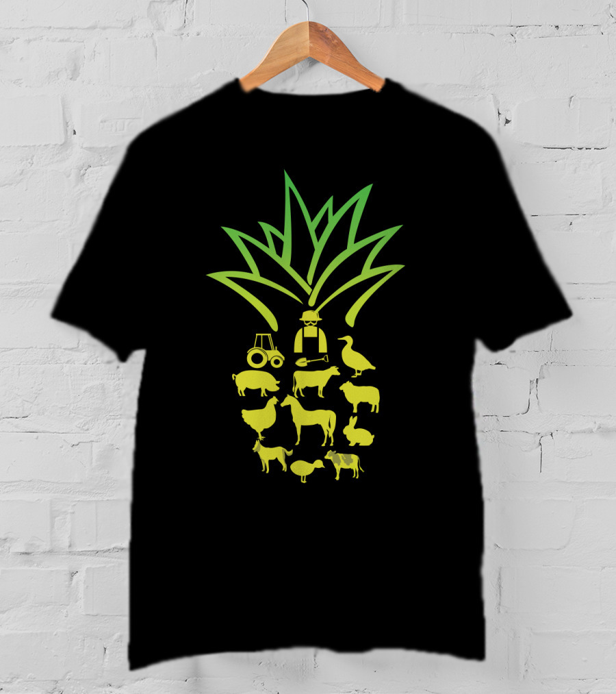 Farmer Pineapple Tractor Animals Agriculture T-Shirt