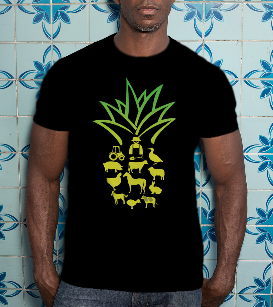 Farmer Pineapple Tractor Animals Agriculture T-Shirt