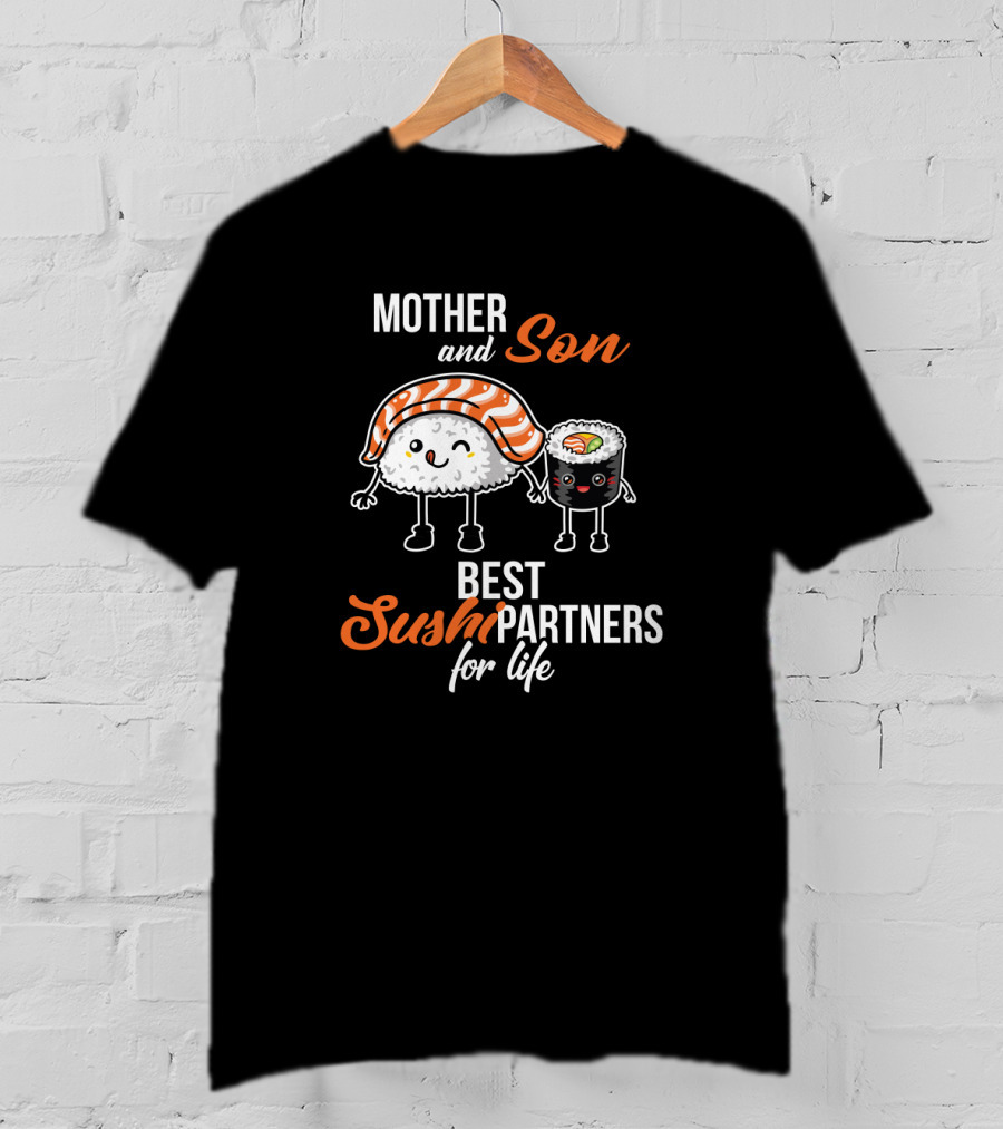 Mother And Son Best Sushi Partners For Life With Cute Sushi Characters T-Shirt