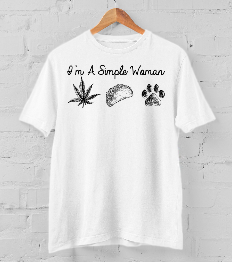 I'm A Simple Woman Tacos Cannabis Paw Prints T-Shirt