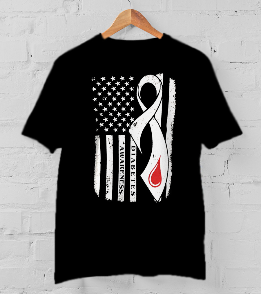 USA Flag Diabetes Awareness T-Shirt