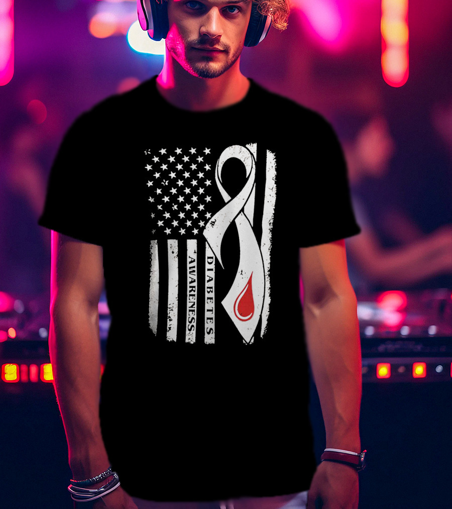 USA Flag Diabetes Awareness T-Shirt