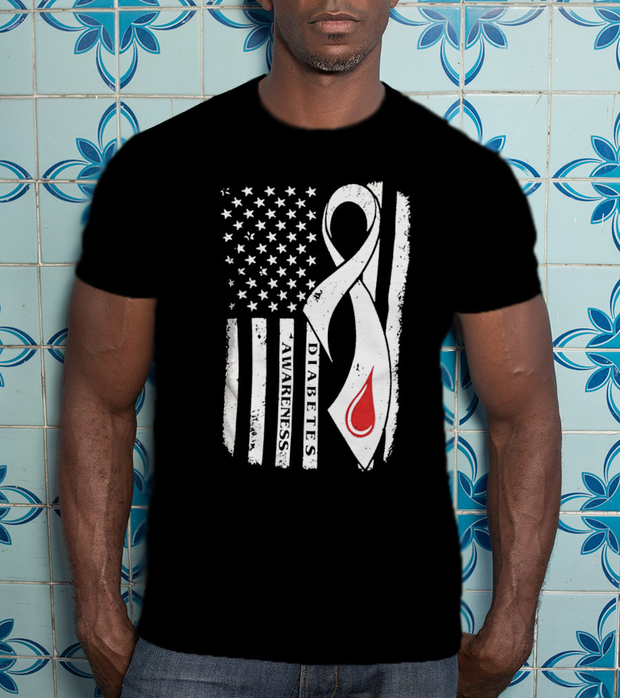 USA Flag Diabetes Awareness T-Shirt