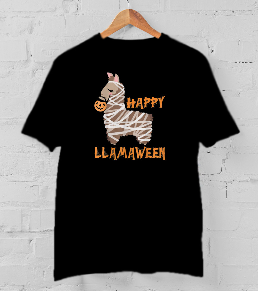 Happy Llamaween Pumpkin Mummy Llama T-Shirt