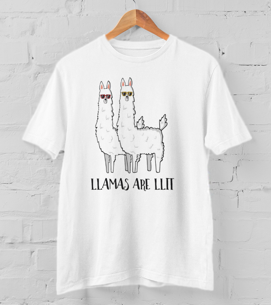Llamas Are Llit Duo With Cool Sunglasses T-Shirt