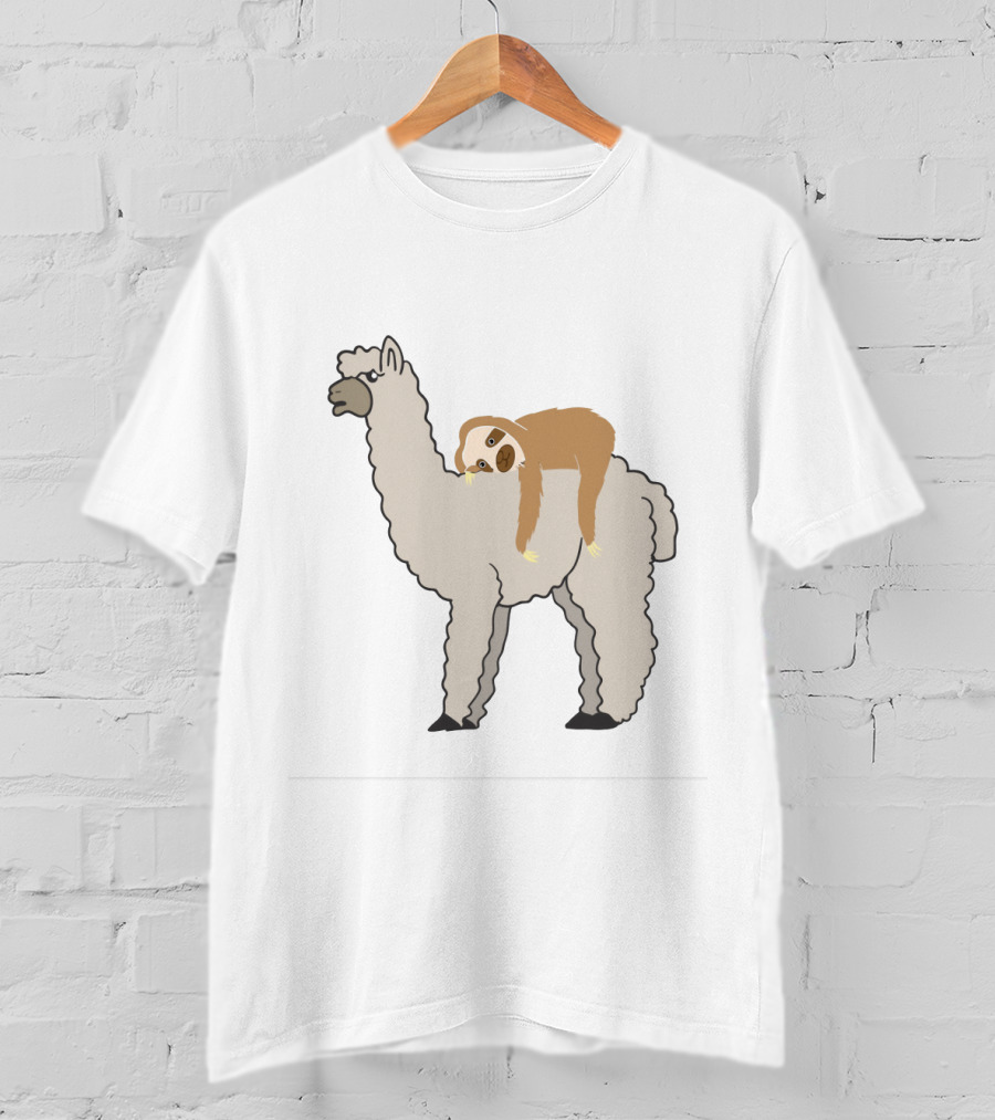 Adorable Sloth Laying On A Llama T-Shirt