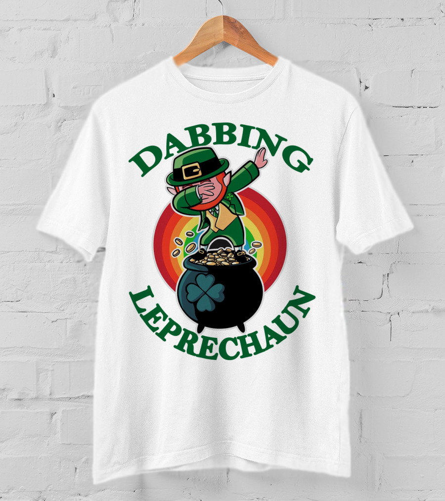 Dabbing Leprechaun Pot Of Gold St. Patrick's Day Rainbow T-Shirt