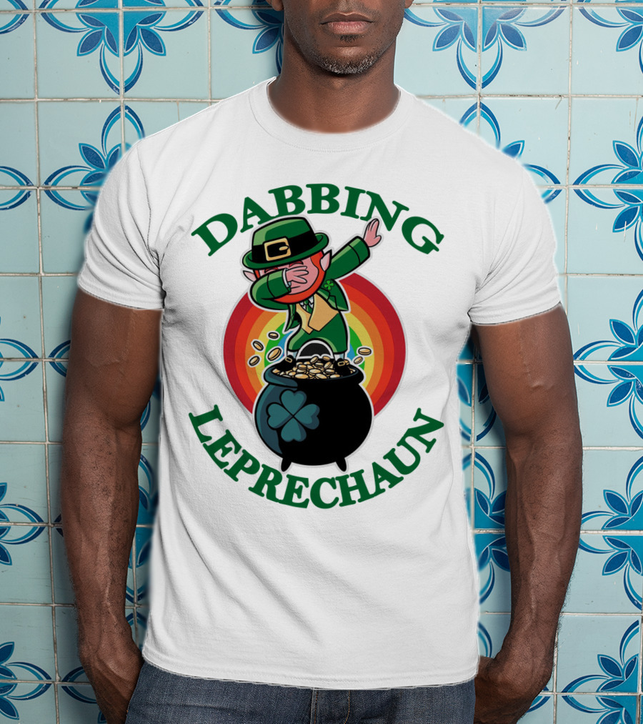 Dabbing Leprechaun Pot Of Gold St. Patrick's Day Rainbow T-Shirt