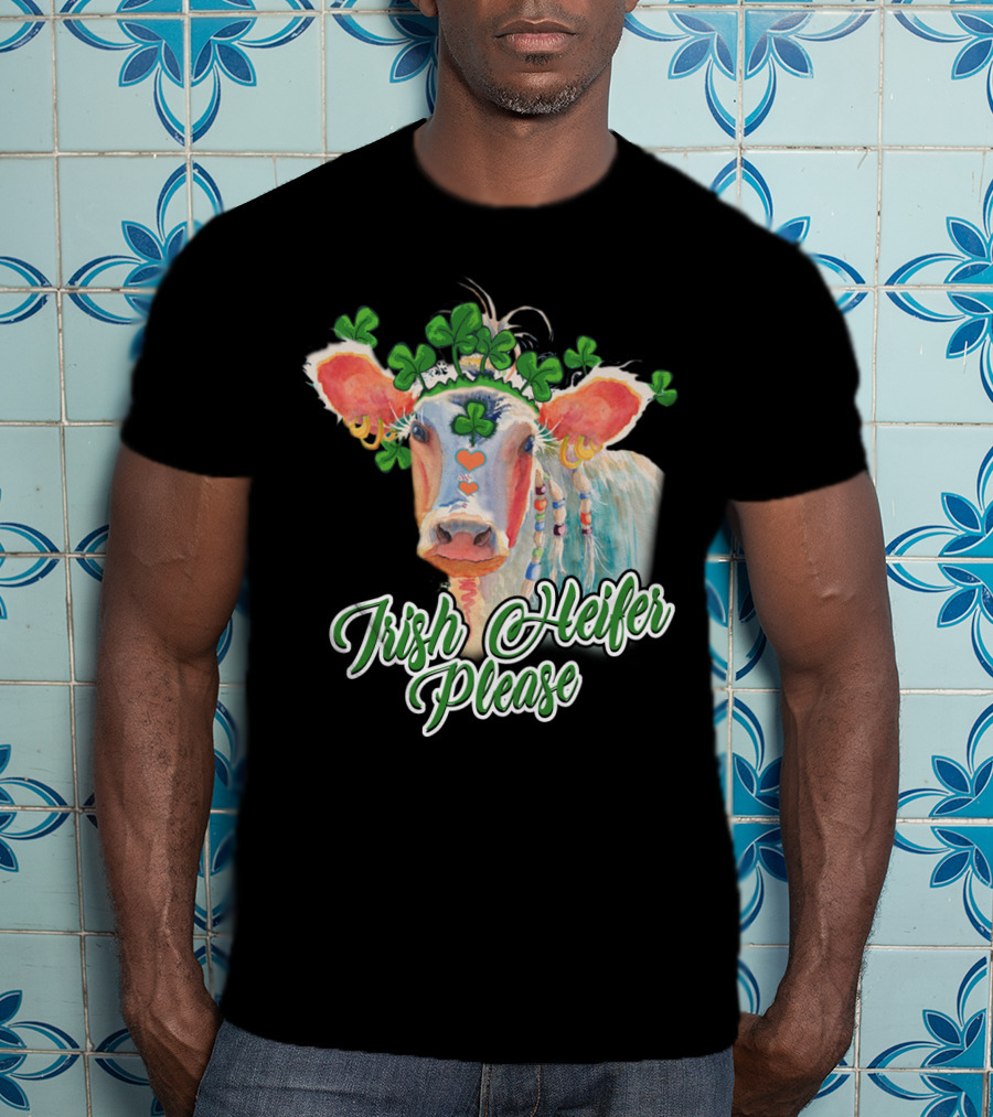 Irish Heifer Please With Shamrock Cow T-Shirt