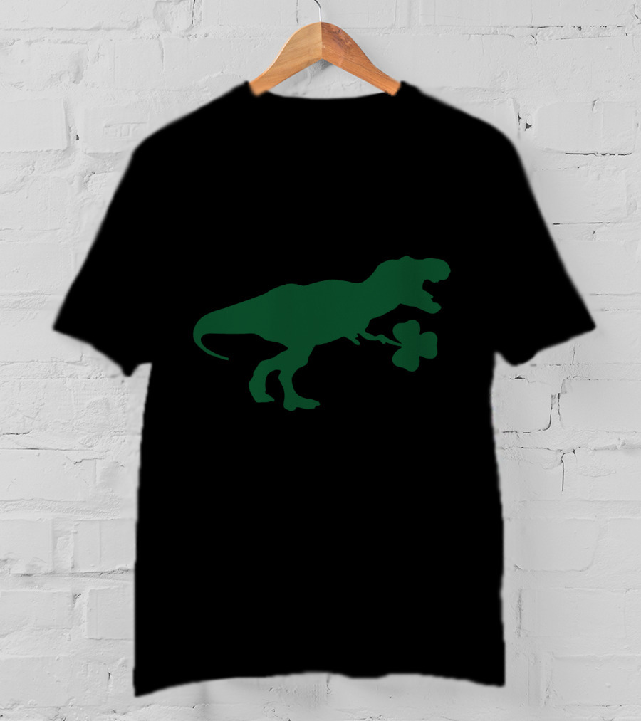 Dinosaurs Holding Shamrock For St Patrick's Day T-Shirt