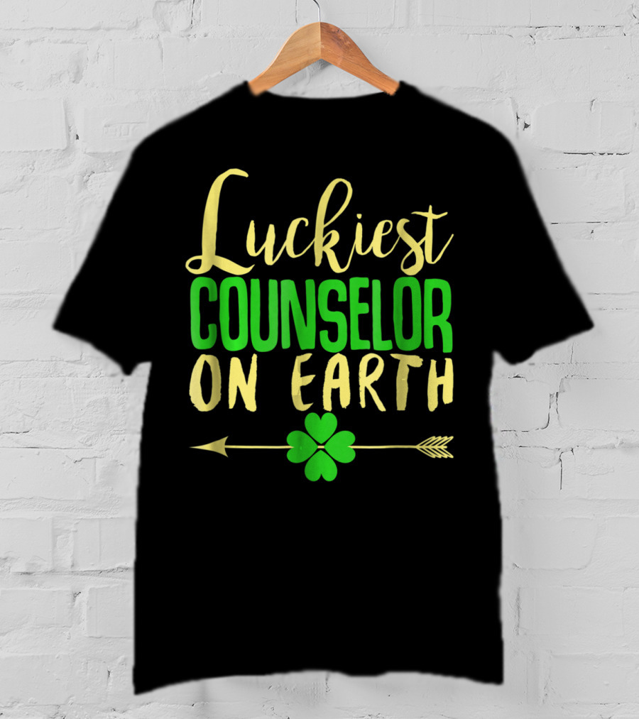 Luckiest Counselor On Earth Lucky School Shamrock Arrow T-Shirt