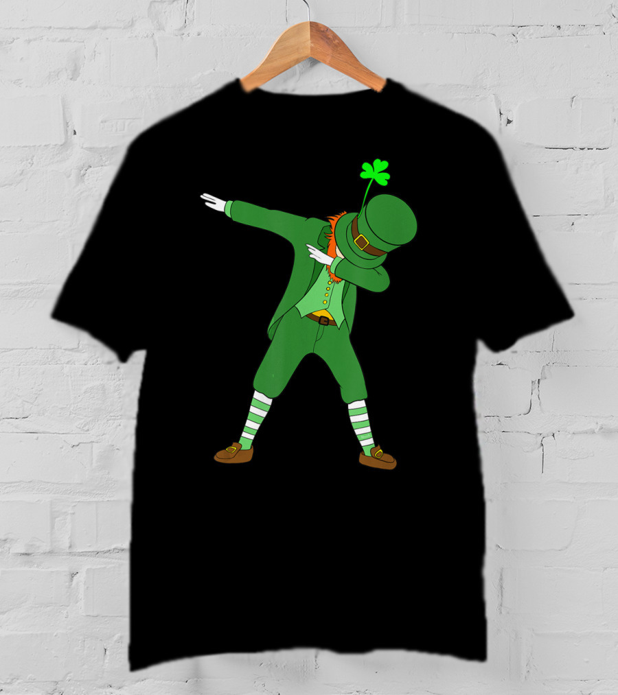 Dabbing Leprechaun St Patricks Day Boys Dab Shamrock Hat T-Shirt
