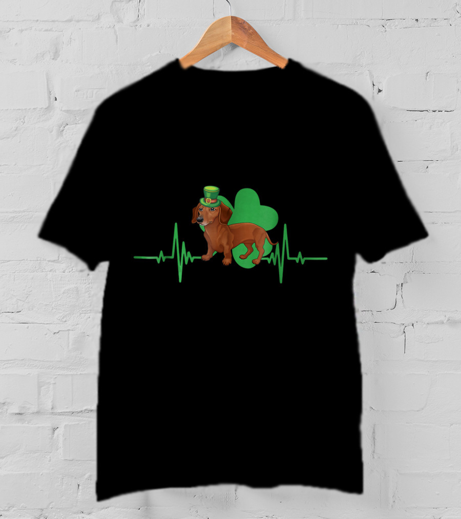 Dachshund Dog Heartbeat Clover St. Patrick's Day Hat T-Shirt
