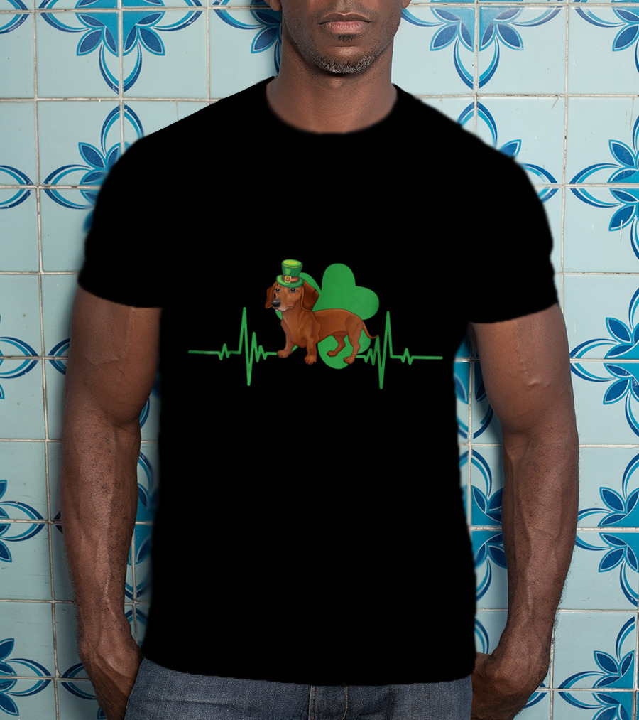Dachshund Dog Heartbeat Clover St. Patrick's Day Hat T-Shirt