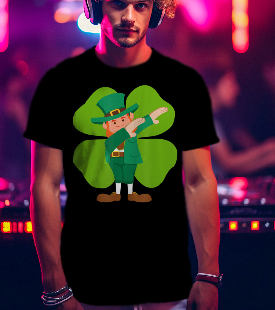 Dabbing Leprechaun Lucky Clover Dance T-Shirt