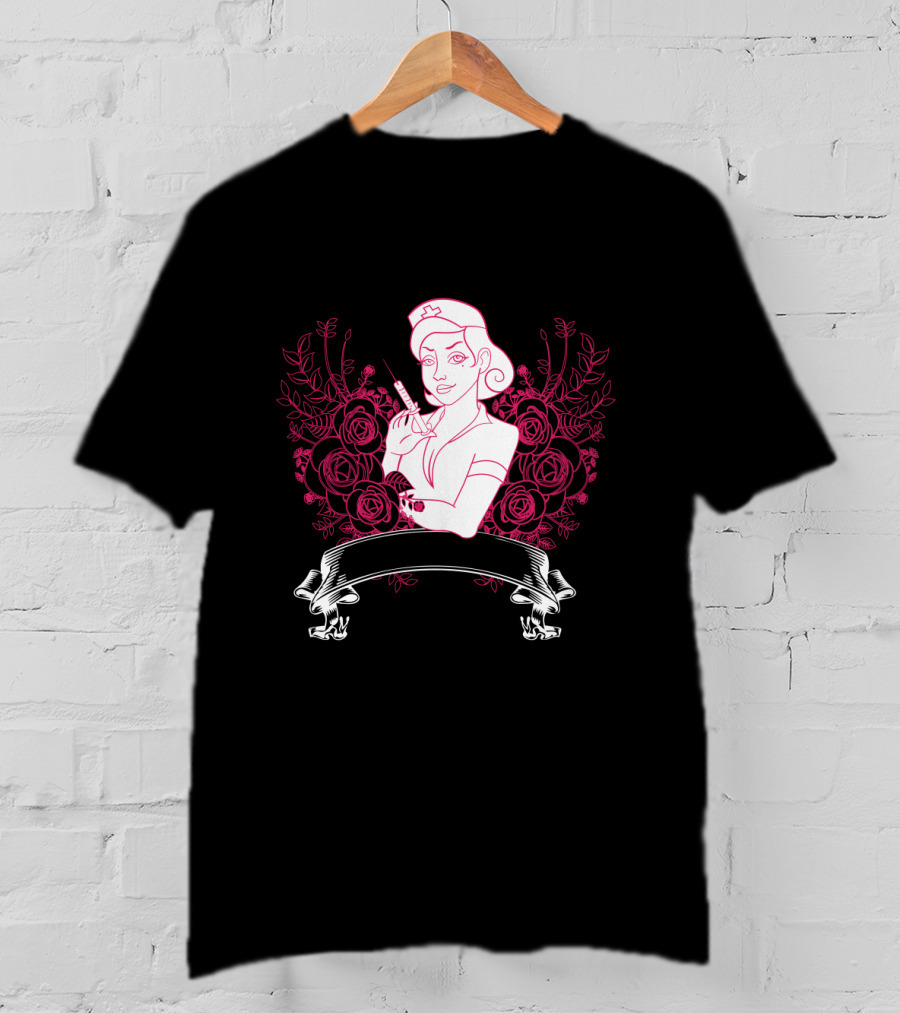 Nurse Life Floral Badge T-Shirt