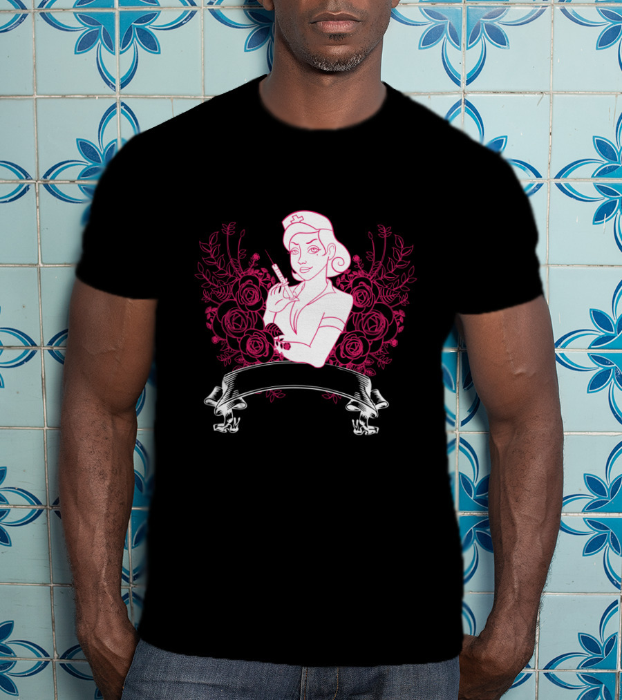 Nurse Life Floral Badge T-Shirt