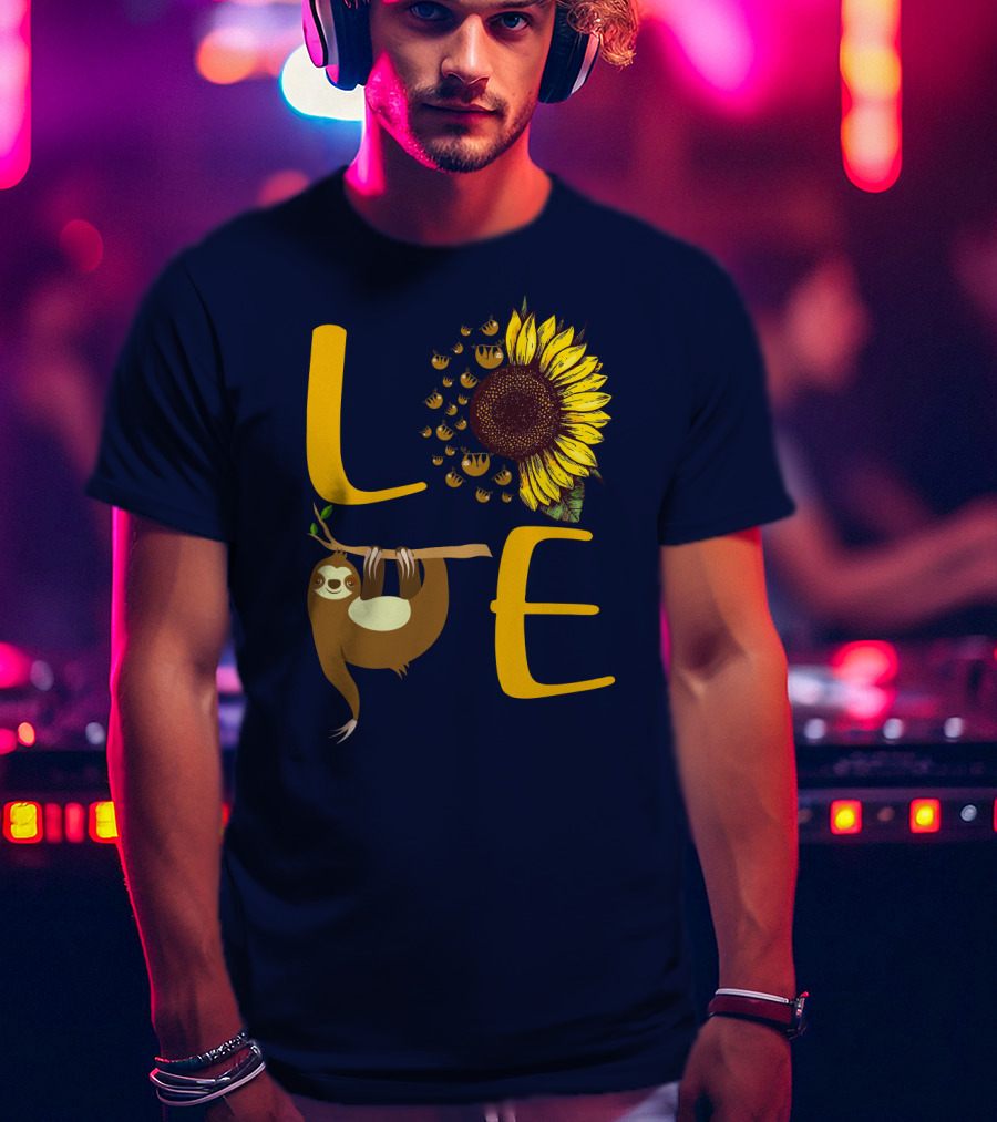 Love Sunflower Sloth Bees T-Shirt