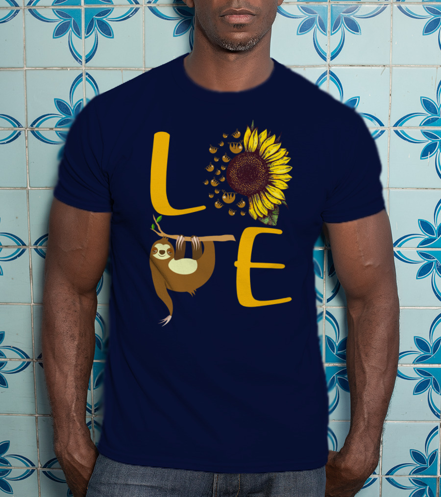 Love Sunflower Sloth Bees T-Shirt